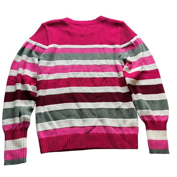 Loft Women’s Petite Striped Honeycomb Stitch Holiday Winter Sweater Size MP - Picture 2 of 7